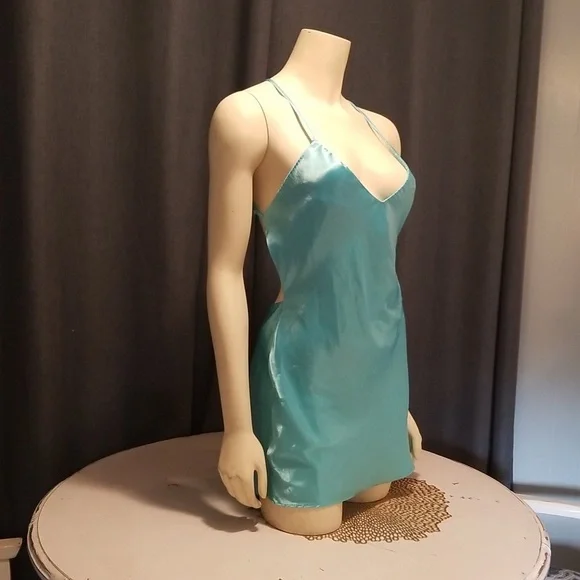 VINTAGE 2001 Victoria's Secret Slip Dress lingerie blue xsmall - Picture 7 of 11